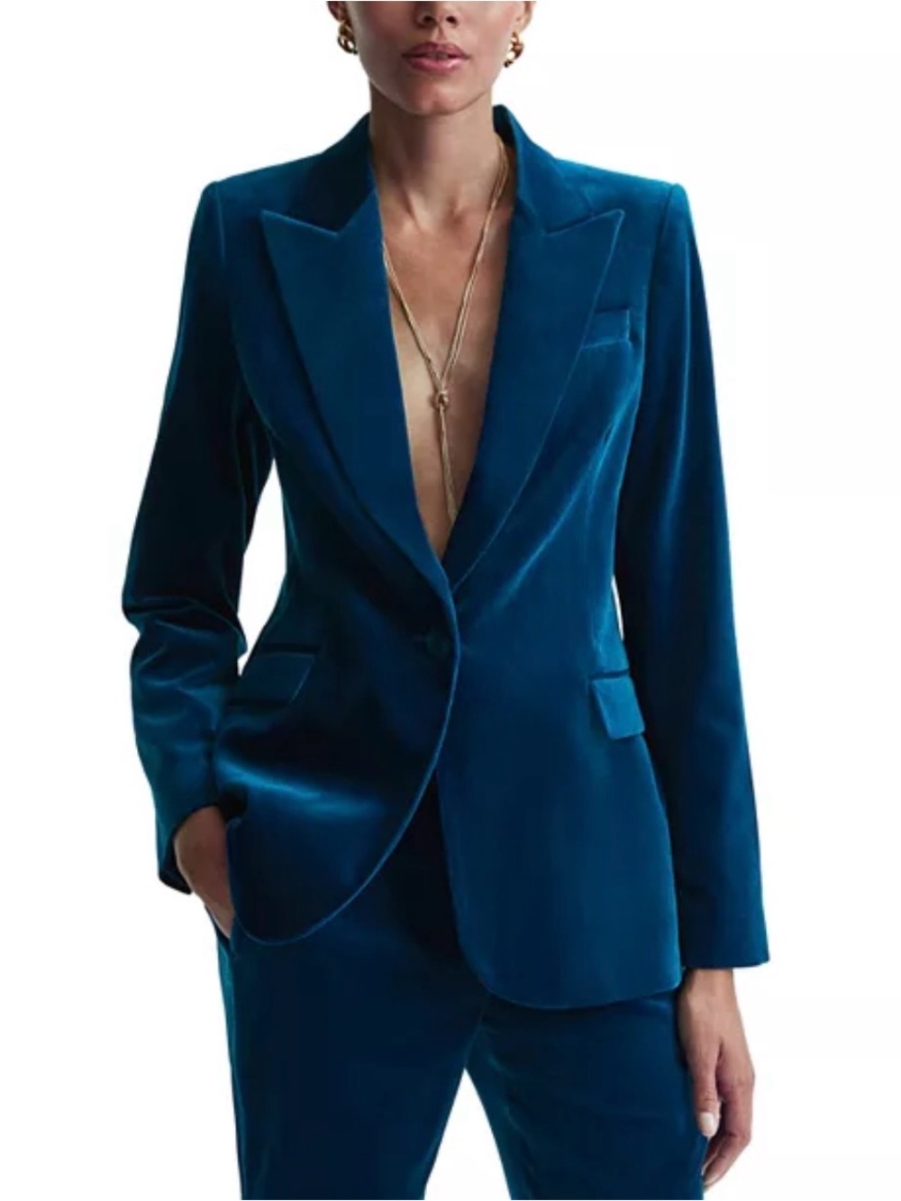 NWT Reiss Ivy Blue Velvet Blazer Italian Fabric – Size US 6